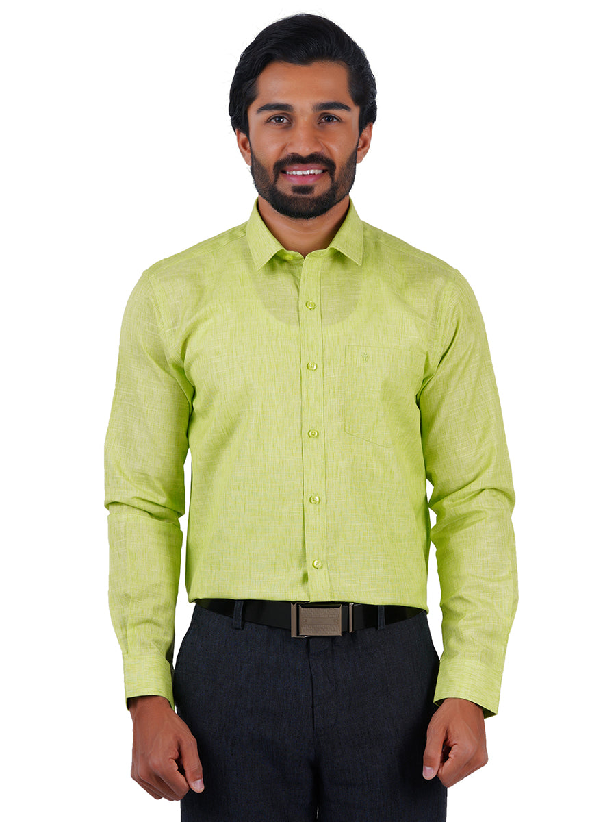 Mens Cotton Blended Formal Shirt Full Sleeves Light Green T12 CK1