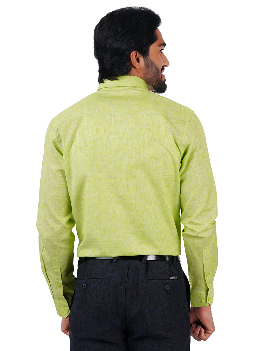 Mens Cotton Blended Formal Shirt Full Sleeves Light Green T12 CK1-Back view