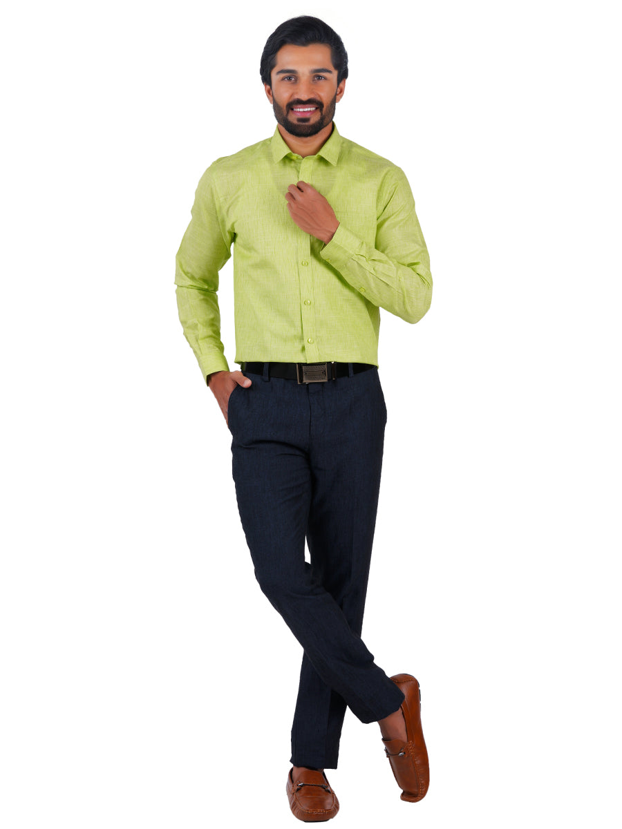 Mens Cotton Blended Formal Shirt Full Sleeves Light Green T12 CK1-Fullview
