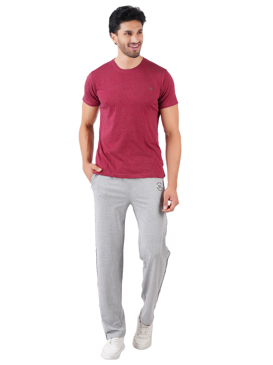Men's Super Combed Cotton Comfort Fit Track with Zipper Pocket Grey-Full view