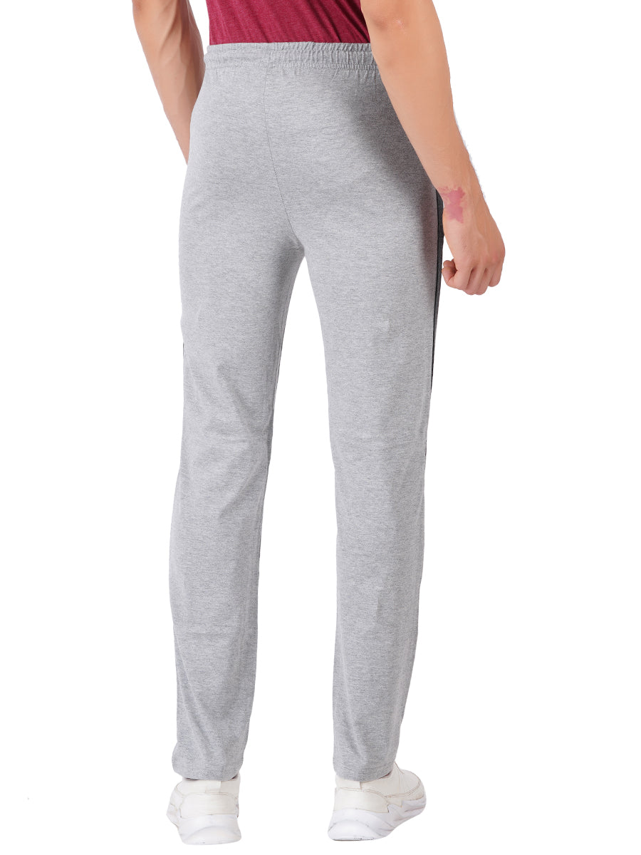 Super Combed Cotton Side Sew Panel Smart Fit Trackpants Grey Melange-Back view