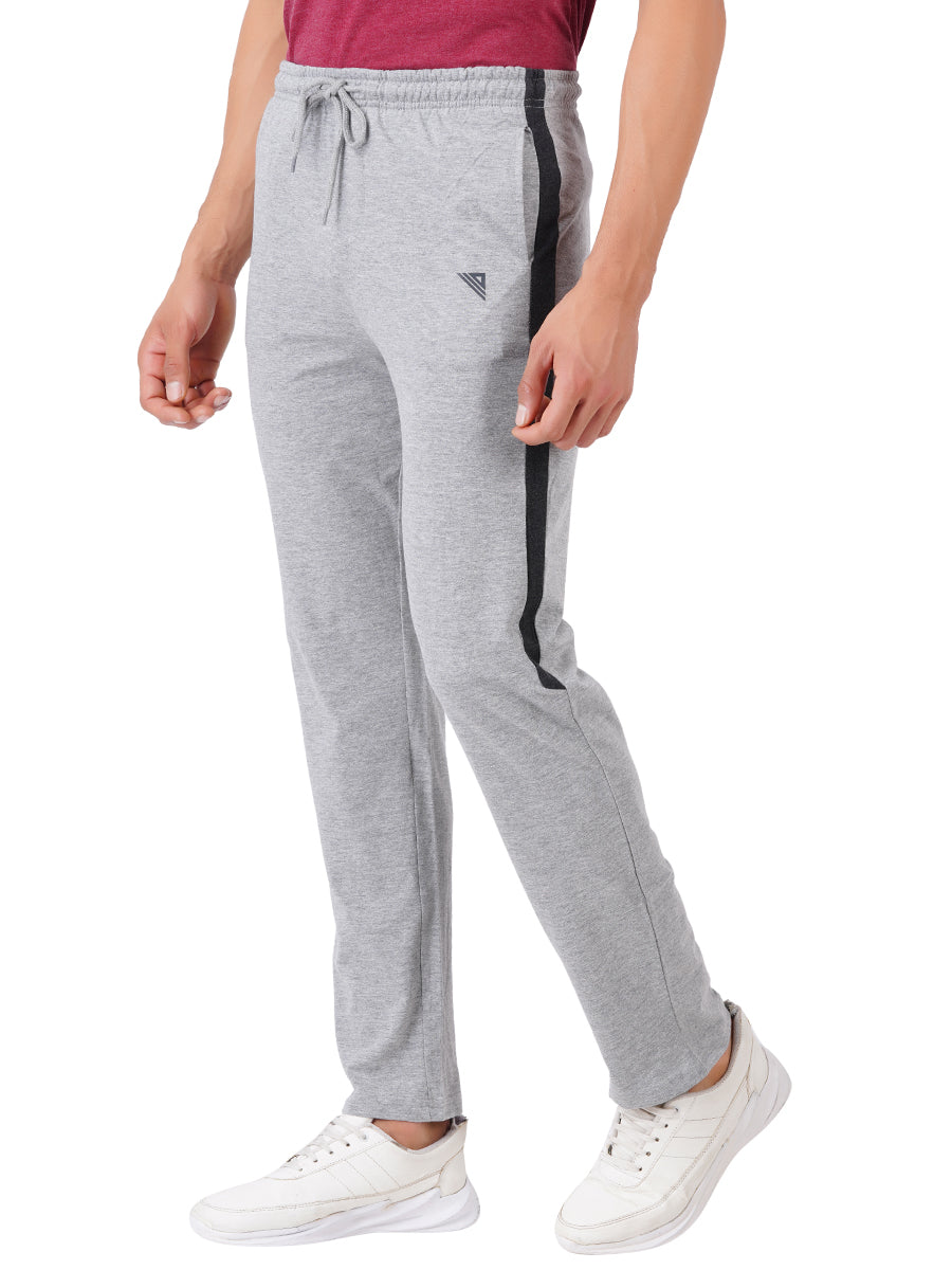 Super Combed Cotton Side Sew Panel Smart Fit Trackpants Grey Melange-Side view