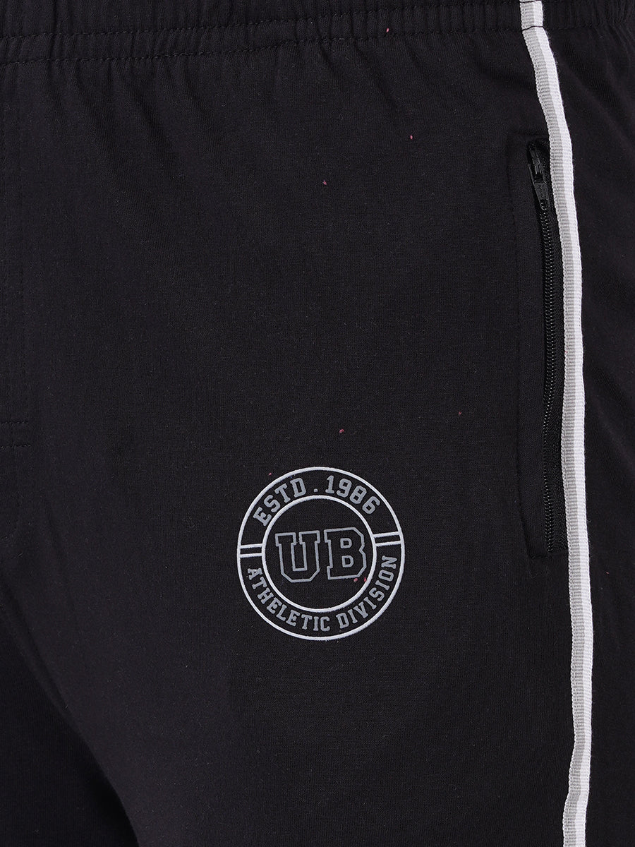 Men's Super Combed Cotton Comfort Fit Track with Zipper Pocket Black-Zoom view
