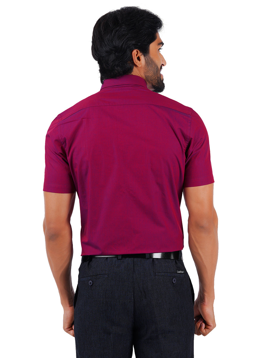 Mens Premium Cotton Formal Shirt Half Sleeves Purple G111-Back view