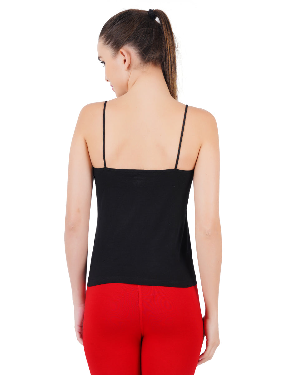 Womens Elastic Stripe Black Camisole Amoka (2 PCs Pack)-Back view