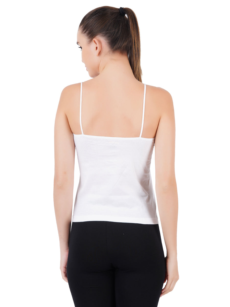Womens Elastic Stripe White Camisole Amoka (2 PCs Pack)-Back view