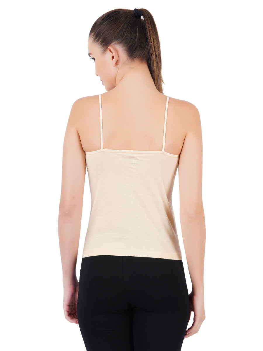 Womens Elastic Stripe Skin Colour Camisole Amoka (2 PCs Pack)-Back view