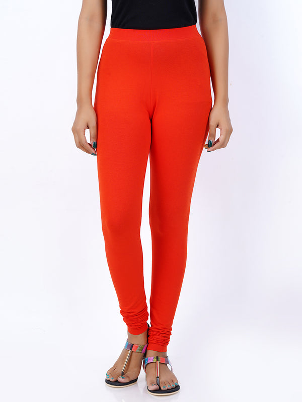 Churidar Fit Mixed Cotton with Spandex Stretchable Leggings Red
