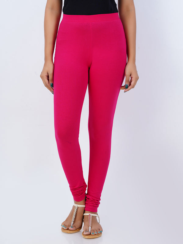 Churidar Fit Mixed Cotton with Spandex Stretchable Leggings Pink