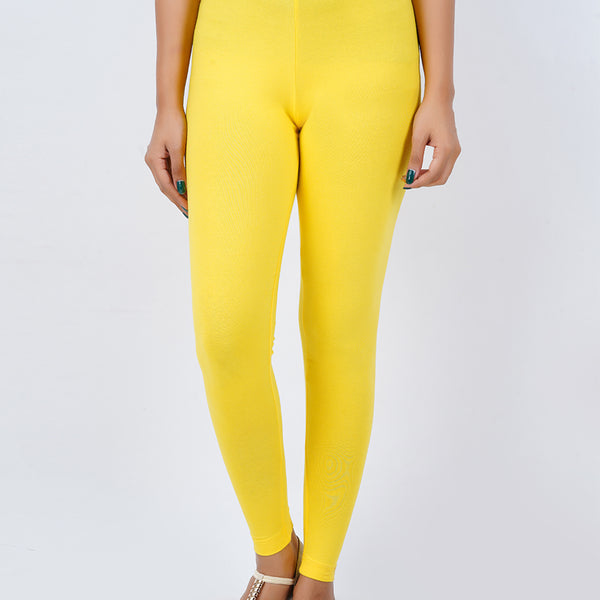 Buy Pranjal Super Soft, Ultralight, Cotton Lycra, Stretch Fit Ankle Length  Legging, Free Size from 30'' to 38'' Waist Mango Yellow Colour. at