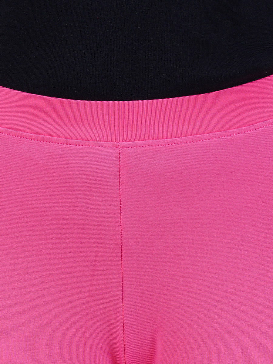 Churidar Fit Mixed Cotton with Spandex Stretchable Leggings Pink-Zoom view