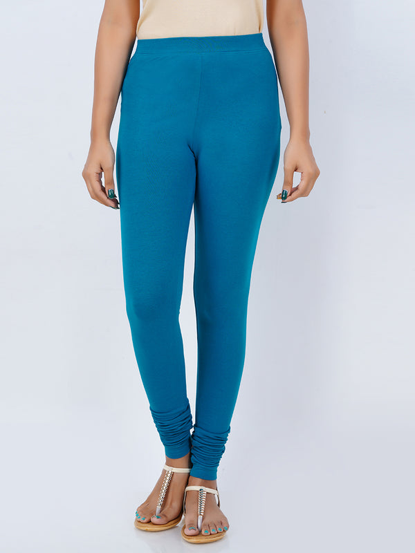 Churidar Fit Mixed Cotton with Spandex Stretchable Leggings Blue