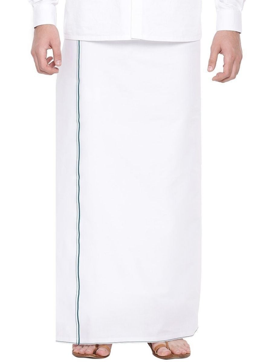 Mens Formal White Full Sleeves Shirt with Small Border Dhoti Combo-Bottom view