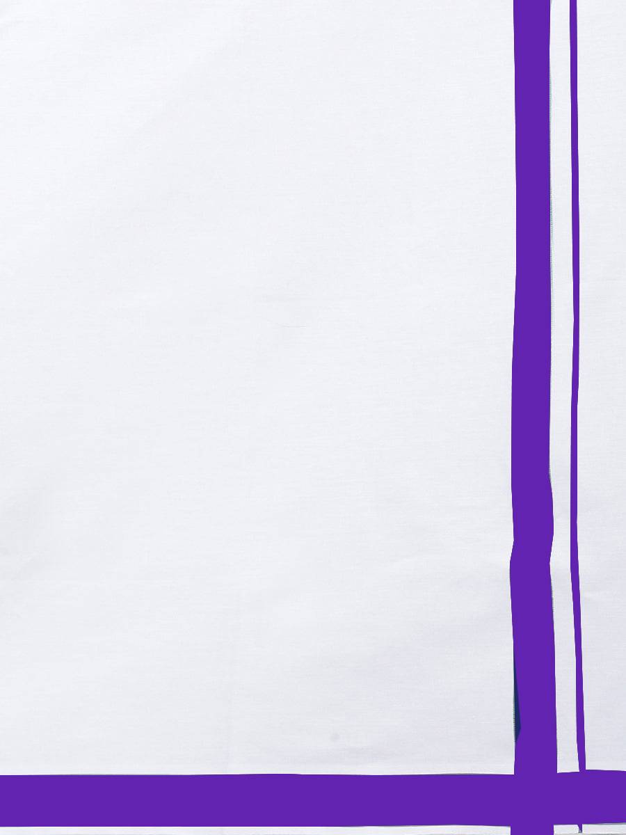 Mens Double Dhoti White with Fancy Border Redfort Special Violet-Zoom view